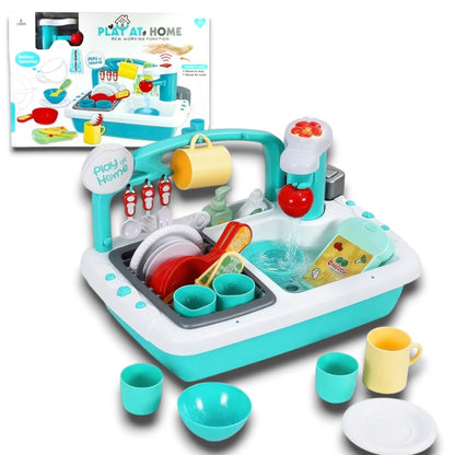 Play at Home Kids Kitchen Sink Playset – Interactive Water Sink Toy with Running Water & Accessories (3+ Years)
