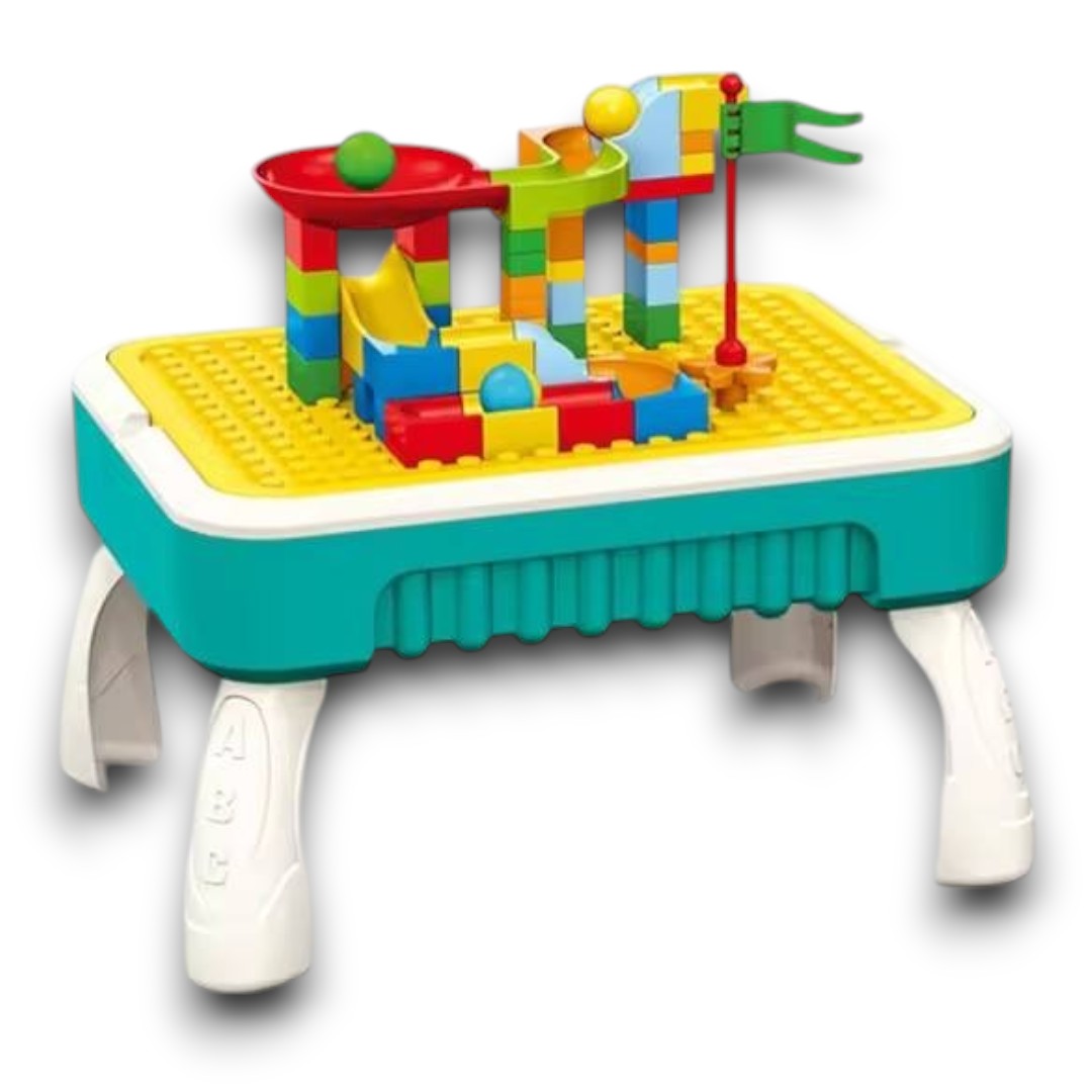 Kids Blocks Creative Table Building Set – Educational Construction Play Table with Blocks & Marble Run (3+ Years)
