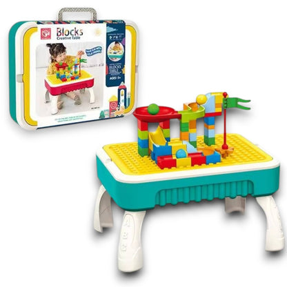 Kids Blocks Creative Table Building Set – Educational Construction Play Table with Blocks & Marble Run (3+ Years)