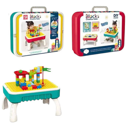 Kids Blocks Creative Table Building Set – Educational Construction Play Table with Blocks & Marble Run (3+ Years)