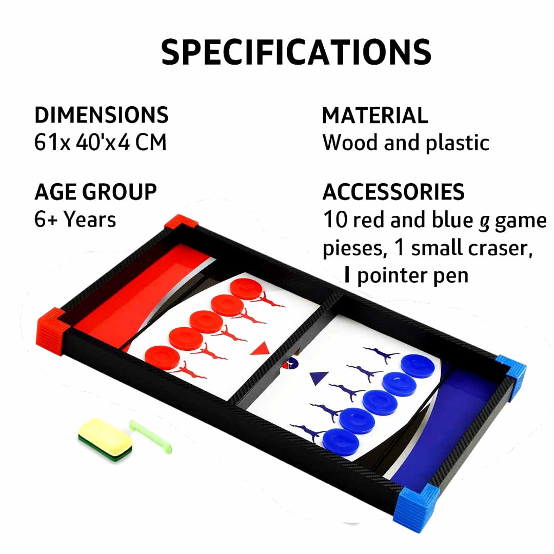 SIMARR 2-in-1 Junior String Hockey Game with White Marker Board – Fast Sling Puck Tabletop Board Game for Kids & Family