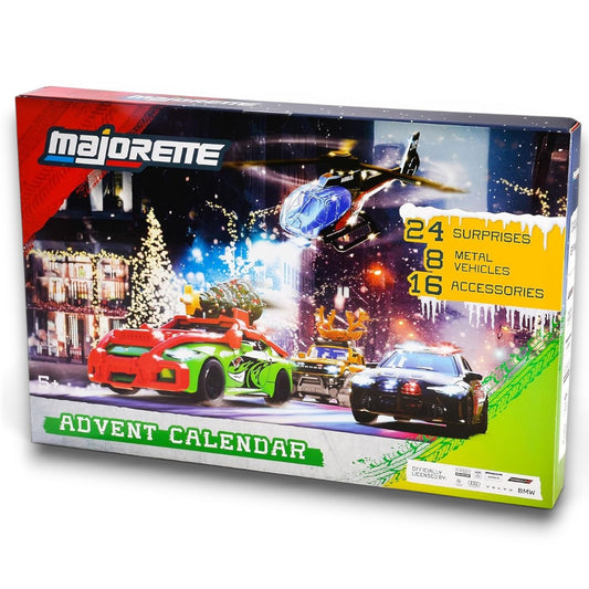 Majorette Advent Calendar Die-Cast Car Gift Set | 24 Surprises with 8 Metal Cars & Accessories