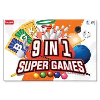 Funskool 9 in 1 Super Games – Classic Indoor Family Board Game Set for Kids & Adults (2–4 Players, Ages 8+)