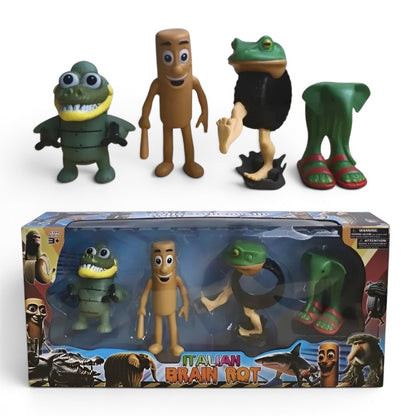 Italian Brain Rot Action Figure Toy Set for Kids – (11cm) Funny Monster Character Collectible Figures (4 Pack)