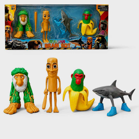 Italian Brain Rot Action Figure Toy Set – 12cm Funny Character Figures for Kids (4 Pieces) | Creative Play Collectible Toys