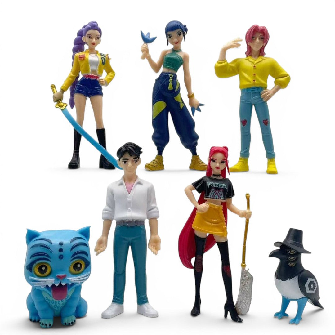 KPOP Demon Hunters Action Figure Set – (11cm) Anime Style Character Toy Collection for Kids (7 Figures + Accessories)