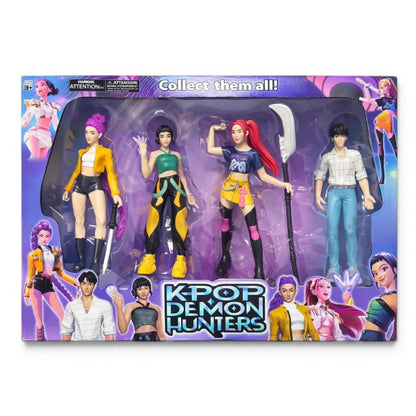 KPOP Demon Hunters Action Figure Set – 6inches Anime Style Character Toy Set for Kids (4 Figures with Accessories)