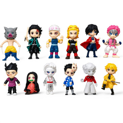 Demon Slayer Mini Action Figure Set – Anime Character Toy Collection (12 Pieces, 6–7 cm Figures)