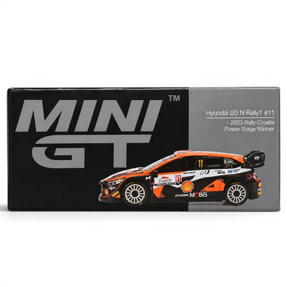 Mini GT 1:64 Racing Duo Set – Hyundai i20 N Rally1 #11 Rally Croatia 2023 Power Stage Winner + Lamborghini Countach 25th Anniversary White Diecast Model Cars