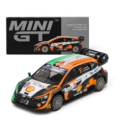 Mini GT 1:64 Racing Duo Set – Hyundai i20 N Rally1 #11 Rally Croatia 2023 Power Stage Winner + Lamborghini Countach 25th Anniversary White Diecast Model Cars