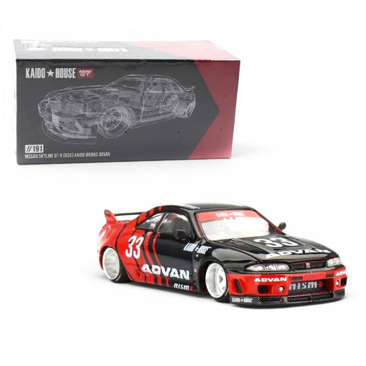 Kaido House x Mini GT 191 Nissan Skyline GT-R (R33) Kaido Works ADVAN – 1:64 Diecast Model Car