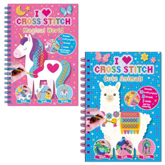 I Love Cross Stitch Craft Activity Book for Kids – DIY Stitching & Colouring Craft Kit (10 Projects)