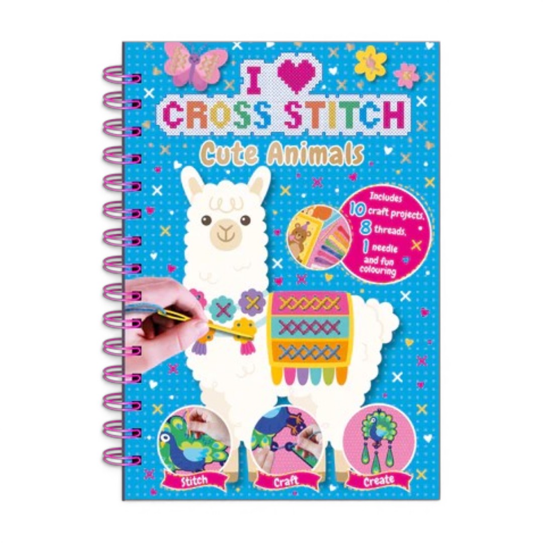 I Love Cross Stitch Craft Activity Book for Kids – DIY Stitching & Colouring Craft Kit (10 Projects)