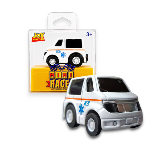 Joy Junction 1:64 Mini Racer Alloy Metal Ambulance Toy with Pull-Back Action – Mini Emergency Vehicle Diecast Car for Kids (3+ Years)