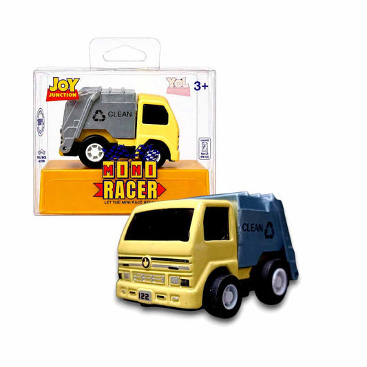 Joy Junction 1:64 Mini Racer Alloy Metal Garbage Truck Toy with Pull-Back Action – Mini Waste Collection Diecast Vehicle for Kids (3+ Years)