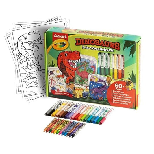 Crayola Dinosaurs 5-in-1 Creativity Kit – Kids Dinosaur Art & Craft Activity Set with Colouring Pages, Crayons, Markers & Stickers (60+ Pieces)