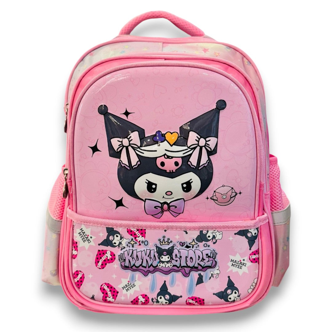 Kuromi Cartoon School Backpack 16 Inch – Kids Cute Pink Character School Bag with Multiple Compartments for Girls