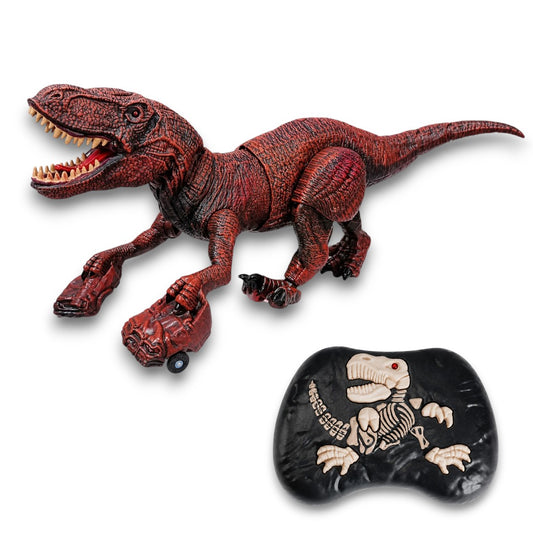 2.4GHz Remote Control T-Rex Dinosaur Toy with Mist Spray, Light & Sound – Walking RC Robot Dinosaur with 360° Head Movement for Kids