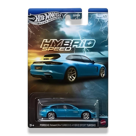 Hot Wheels 1:64 Scale Porsche Panamera Turbo S E-Hybrid Sport Turismo Die-Cast Car Blister Pack – Hybrid Speed Silver Series Collectible Model
