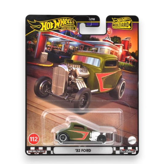 Hot Wheels Premium 1:64 Scale ’32 Ford Die-Cast Car Blister Pack – Boulevard Series Metal/Metal Real Riders Collectible Hot Rod