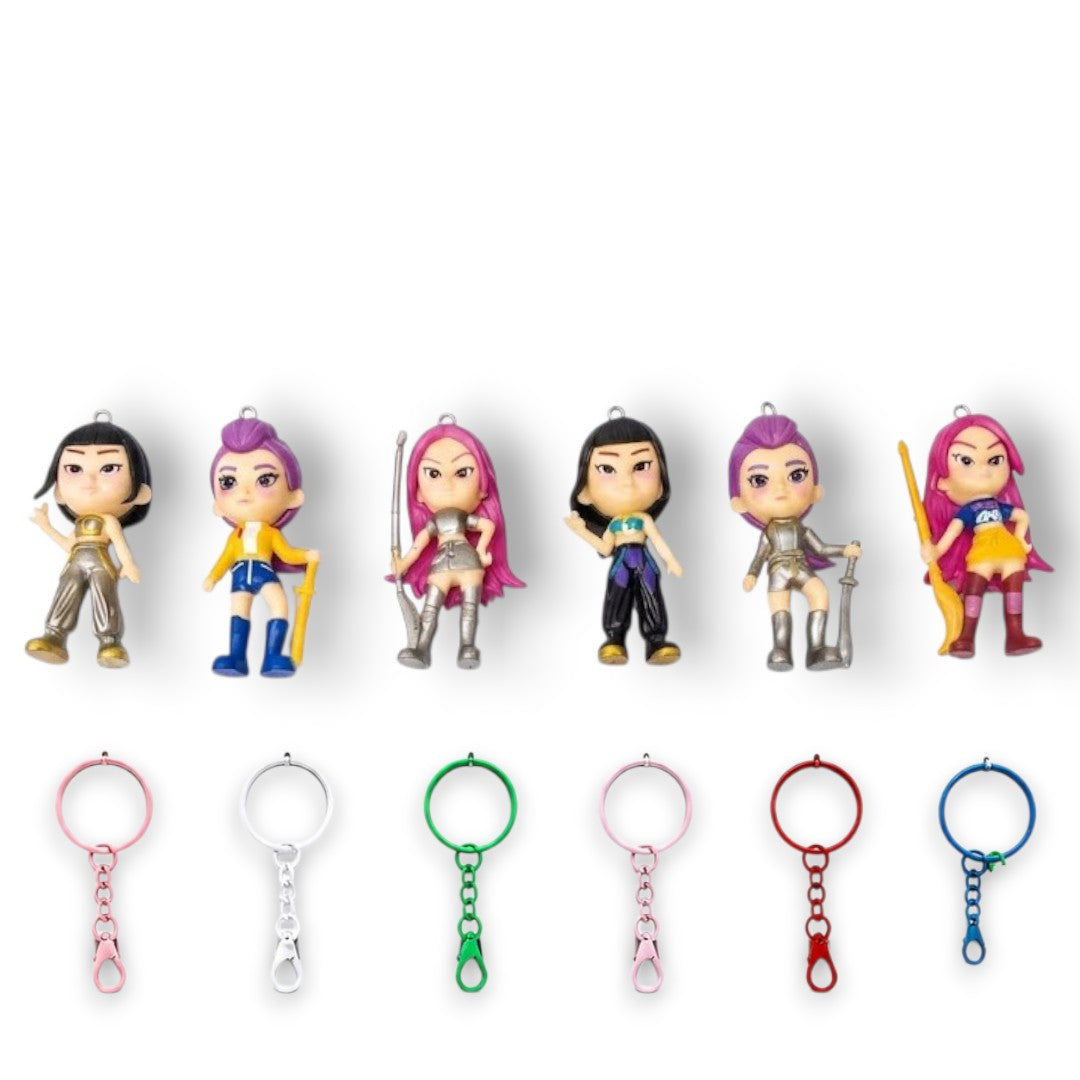 KPOP Demon Hunters Keychain Figure Set for Kids – Mini Cartoon Character Keyring Toys Collectible Gift Pack