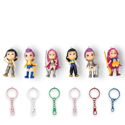 KPOP Demon Hunters Keychain Figure Set for Kids – Mini Cartoon Character Keyring Toys Collectible Gift Pack