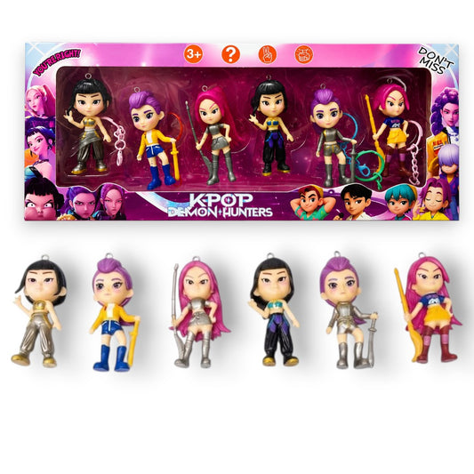KPOP Demon Hunters Keychain Figure Set for Kids – Mini Cartoon Character Keyring Toys Collectible Gift Pack