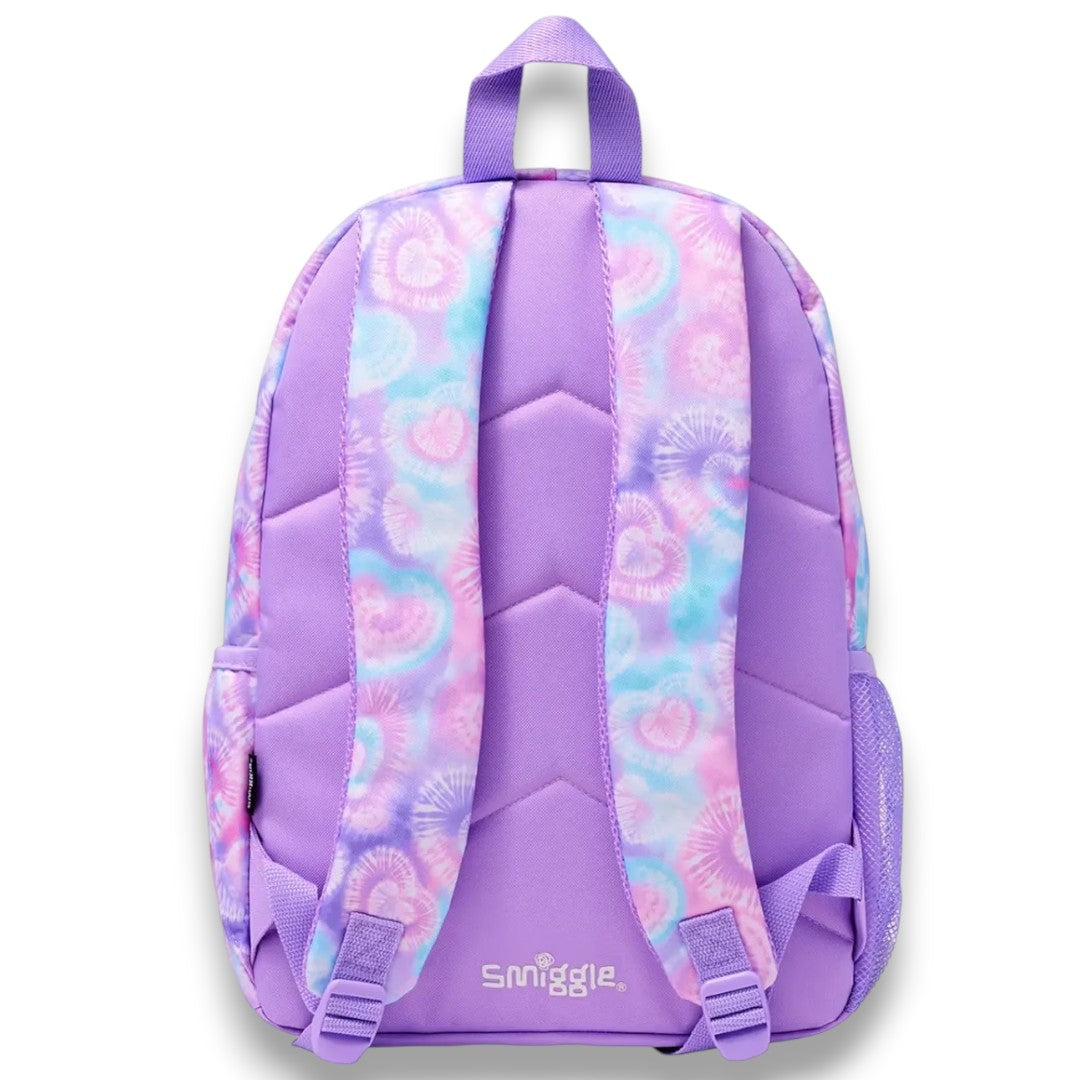 Smiggle Tie Dye Heart Backpack 16 Inch | Kids School Bag with Multiple Compartments & Side Pockets