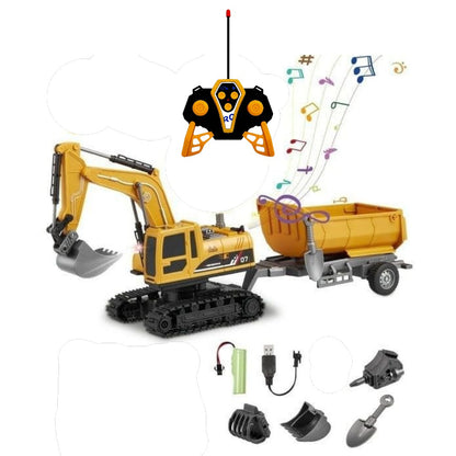 RC JCB Toy Excavator 1:22 Scale Remote Control Construction Vehicle with Lights, Sounds & Rotation Digger Truck for Kids
