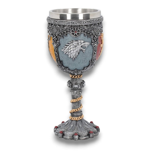 Game of Thrones Houses Goblet Chalice 17cm| Stark, Lannister, Targaryen & Baratheon Collectible Cup | Medieval Fantasy Wine Goblet