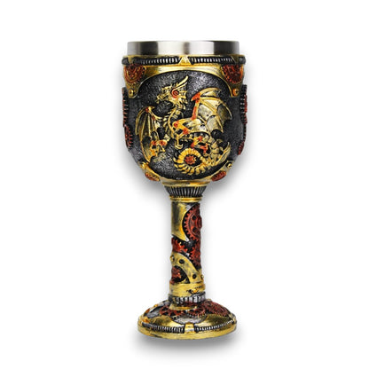 Steampunk Mechanical Dragon Goblet Chalice | 19 cm Fantasy Collectible Wine Cup