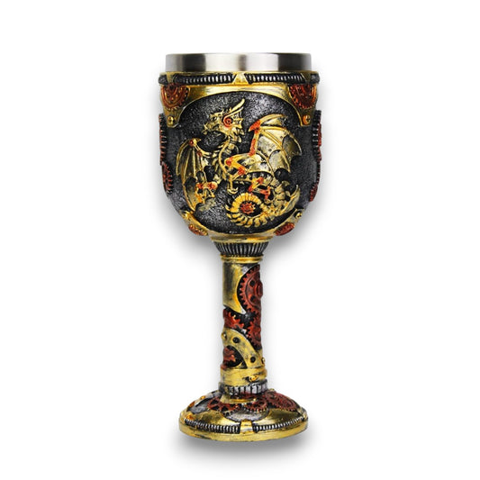 Steampunk Mechanical Dragon Goblet Chalice | 19 cm Fantasy Collectible Wine Cup