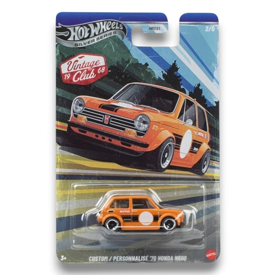 Hot Wheels Silver Series Vintage ’19 Club ’68 5-Car Set 1:64 Scale Die-Cast Collection – BMW 507, Honda N600, Alfa Romeo GTV6 3.0, Ford Galaxie & Porsche 356 Outlaw