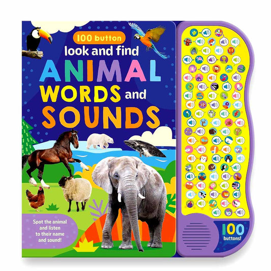 North Parade 100 Button Look and Find Animal Words and Sounds Interactive Sound Book for Kids