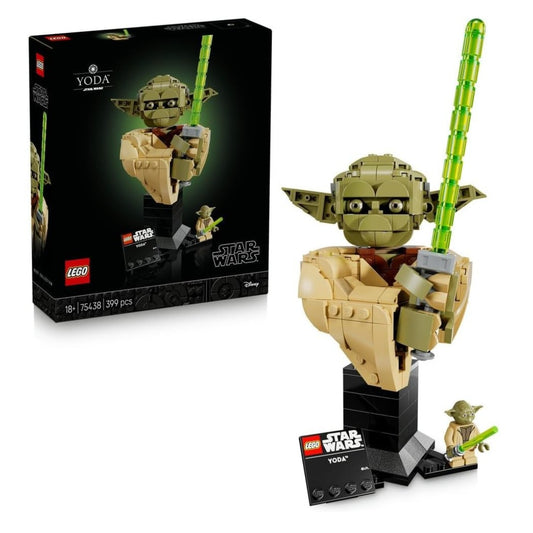 LEGO 75438 Star Wars Yoda Bust - Display Model Kit for Adults w/Green Lightsaber & Collectible Jedi Master Minifigure | 399 Pieces