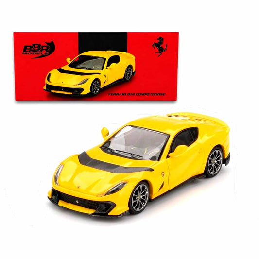 BBR Models 1:64 Ferrari 812 Competizione Die-Cast Model Car – Giallo Modena Yellow Collectible Sports Car Miniature