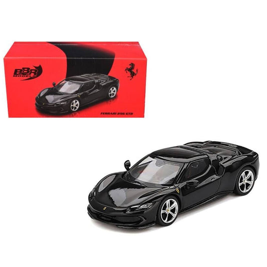 BBR Models 1:64 Ferrari 296 GTB Nero Daytona Limited Edition Die-Cast Model Car – Premium Black Sports Car Collectible