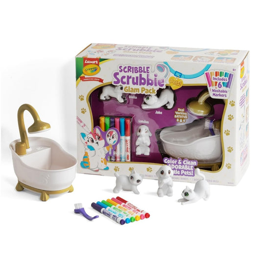 Luxor Crayola Scribble Scrubbie Pets Glam Pack | Color & Clean Washable Pet Playset for Kids