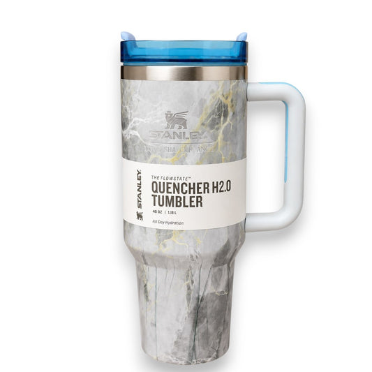 Stanley The FlowState Quencher H2.0 Tumbler 40 OZ Marble Edition | Insulated Stainless Steel Travel Mug with Handle