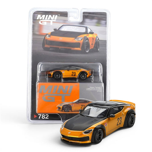 Mini GT 1:64 (Blister Pack) Nissan Fairlady Z LB★Nation Works LB Gold Diecast Model Car – Liberty Walk Edition