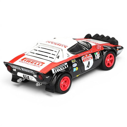MINI GT 1:64 4-Car Die-Cast Set – Red Bull RB19 Verstappen, Abarth 595 LB-Works, Ford Puma Rally1 & Lancia Stratos HF