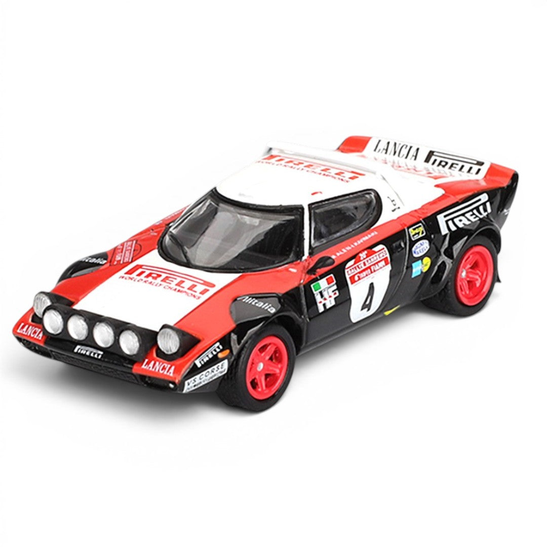 MINI GT 1:64 4-Car Die-Cast Set – Red Bull RB19 Verstappen, Abarth 595 LB-Works, Ford Puma Rally1 & Lancia Stratos HF