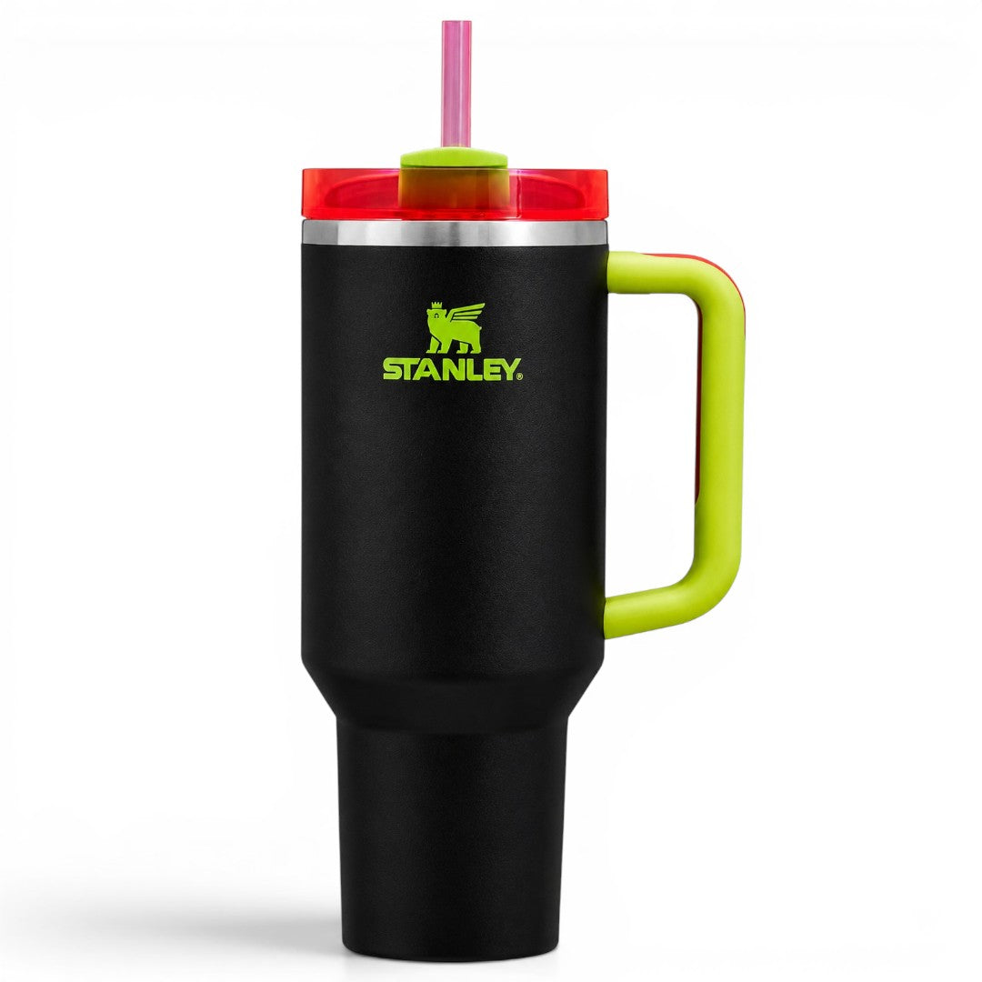 STANLEY Quencher H2.0 FlowState Tumbler 30 oz (887 ml) Neon Black Insulated Stainless Steel Travel Mug with Handle & Straw