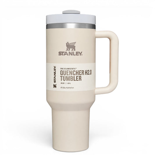 STANLEY Quencher H2.0 FlowState Tumbler 40 oz (1.18L) Cream Beige Insulated Stainless Steel Travel Mug with Handle