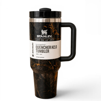 STANLEY Quencher H2.0 FlowState Tumbler 40 oz (1.18L) Black Marble Edition Insulated Stainless Steel Travel Mug