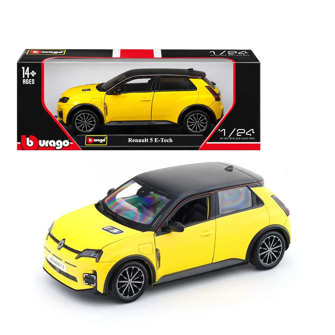 Bburago 1:24 Renault 5 E-Tech Yellow Die-Cast Model Car | Premium Collectible