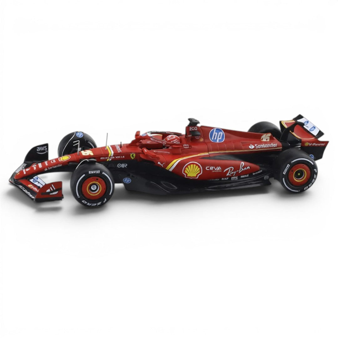 Bburago 1:24 Ferrari SF24 #16 Charles Leclerc Model Kit (2024) | Licensed Formula 1 Diecast Scale Model | F1 Collectible
