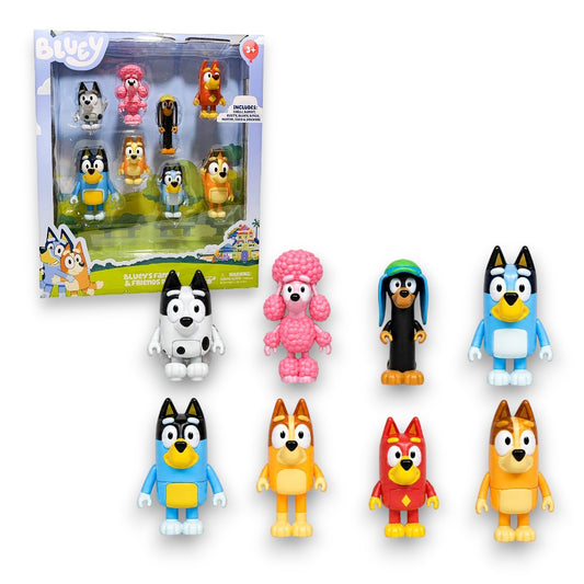 Bluey Family & Friends Figure Pack | 8 Character Collectible Toy Set with Bluey, Bingo, Bandit, Chilli & Friends