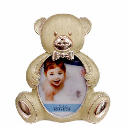 Momentz Teddy Bear Baby Photo Frame 3.5 x 5 Inch | Cute Bear-Shaped Decorative Picture Frame for Kids & Nursery Décor