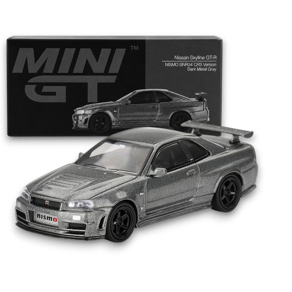 MINI GT 1:64 Nissan Skyline GT-R NISMO BNR34 CRS Version Dark Metal Gray Die-Cast Model Car